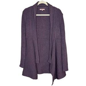 Women's Hekla And Co Purple Wool Acrylic Open Front Ribbed Cardigan Sz‎ L